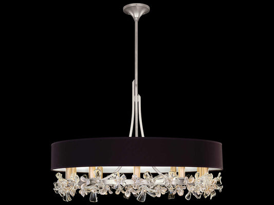 Fine Art Handcrafted Lighting 10-Light Azu Chandelier in Silver Leaf with Crystal