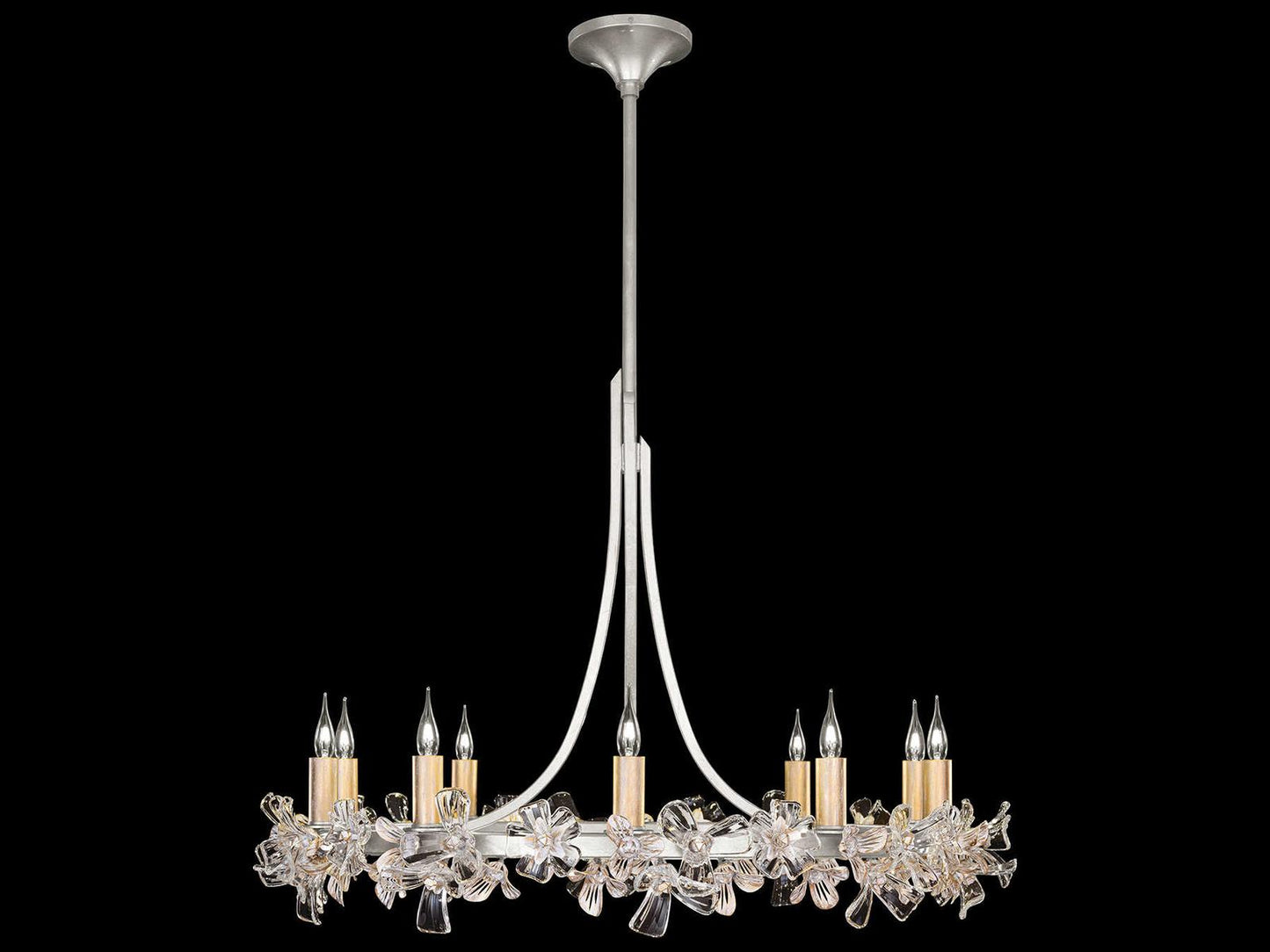 Fine Art Handcrafted Lighting 10-Light Azu Chandelier in Silver Leaf with Crystal