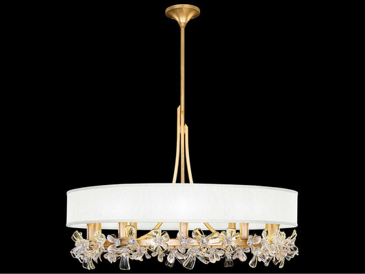 Fine Art Handcrafted Lighting 10-Light Azu Chandelier in Gold Leaf with White Shade