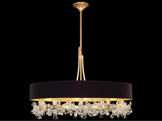 Fine Art Handcrafted Lighting Azu 10-Light Round Chandelier in Gold Leaf with Crystal