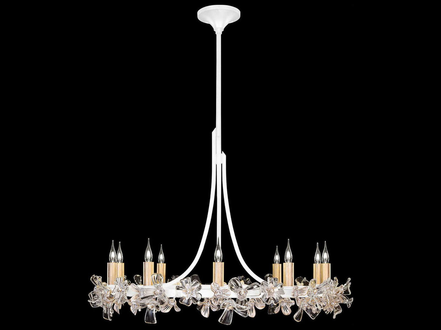 Fine Art Handcrafted Lighting Azu 10-Light Chandelier in White Gesso with Crystal