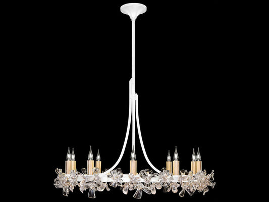 Fine Art Handcrafted Lighting Azu 10-Light Chandelier in White Gesso with Crystal
