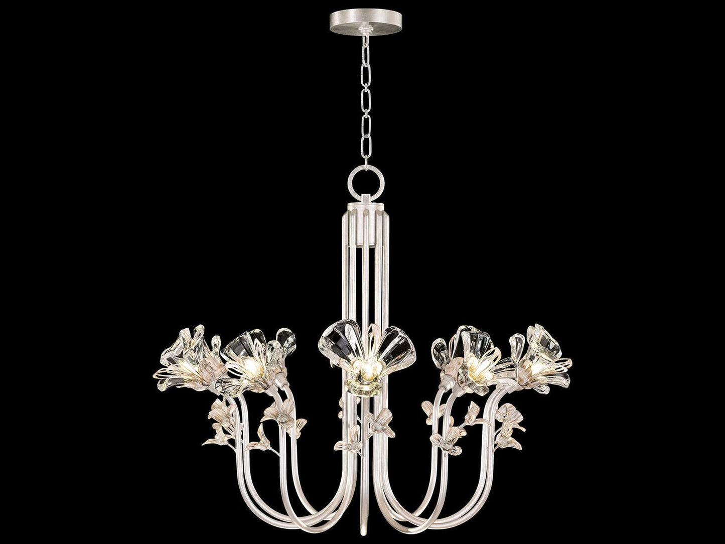 Fine Art Handcrafted Lighting 10-Light Azu Chandelier with Silver Leaf and Crystal