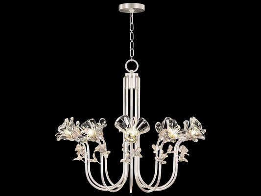 Fine Art Handcrafted Lighting 10-Light Azu Chandelier with Silver Leaf and Crystal