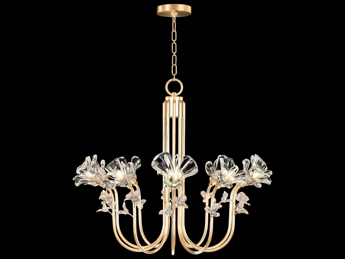 Fine Art Handcrafted Lighting Azu 10-Light Gold Leaf Crystal Chandelier