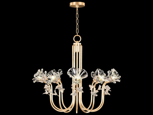 Fine Art Handcrafted Lighting Azu 10-Light Gold Leaf Crystal Chandelier