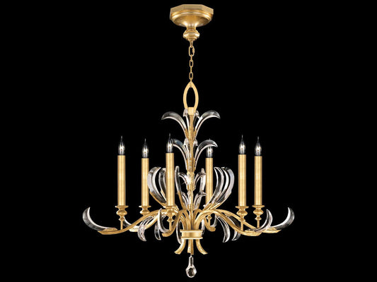 Fine Art Handcrafted Lighting 6-Light Beveled Arcs Chandelier in Gold Leaf