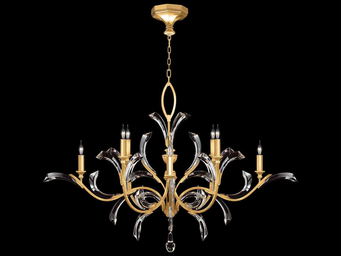 Fine Art Handcrafted Lighting Beveled Arcs 8-Light Gold Leaf Crystal Chandelier