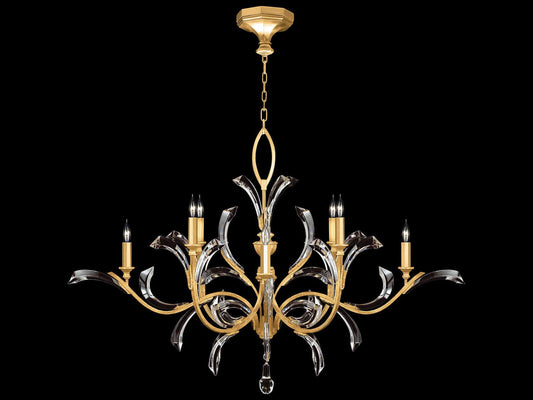 Fine Art Handcrafted Lighting Beveled Arcs 8-Light Gold Leaf Crystal Chandelier