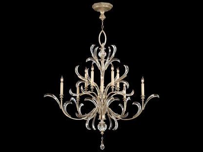Fine Art Handcrafted Lighting 10-Light Beveled Arcs Chandelier in Silver with Crystal