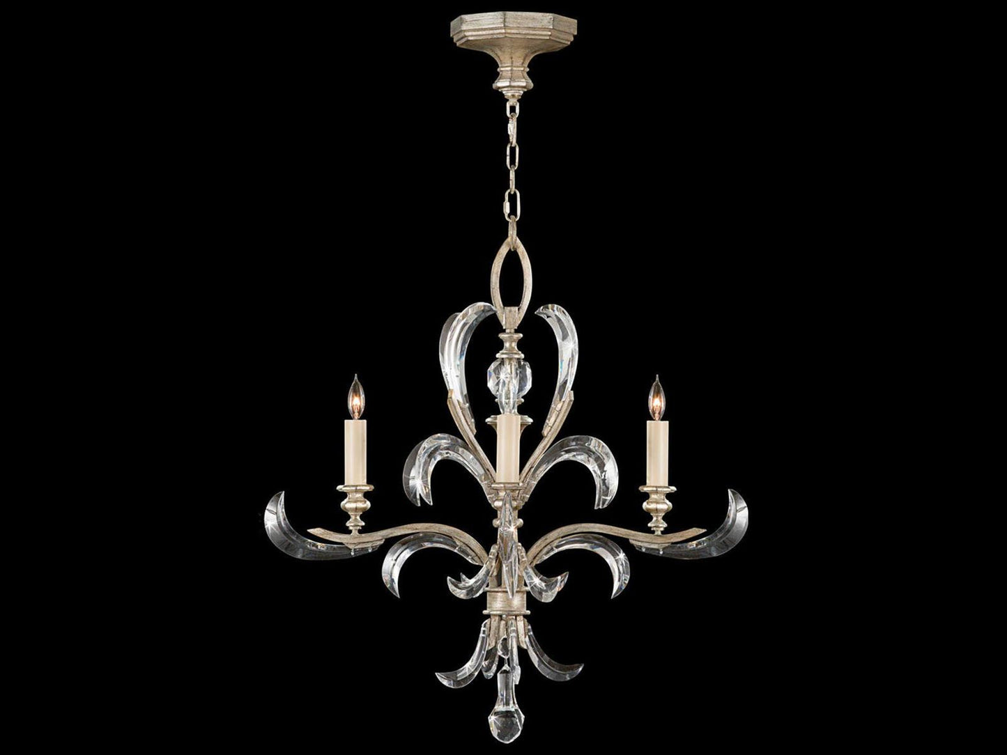 Fine Art Handcrafted Lighting 4-Light Beveled Arcs Chandelier in Silver Leaf