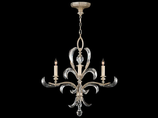 Fine Art Handcrafted Lighting 4-Light Beveled Arcs Chandelier in Silver Leaf