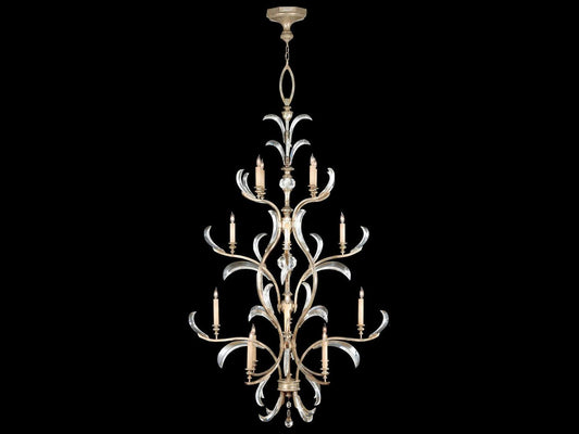 Fine Art Handcrafted Lighting 16-Light Beveled Arcs Round Chandelier in Silver