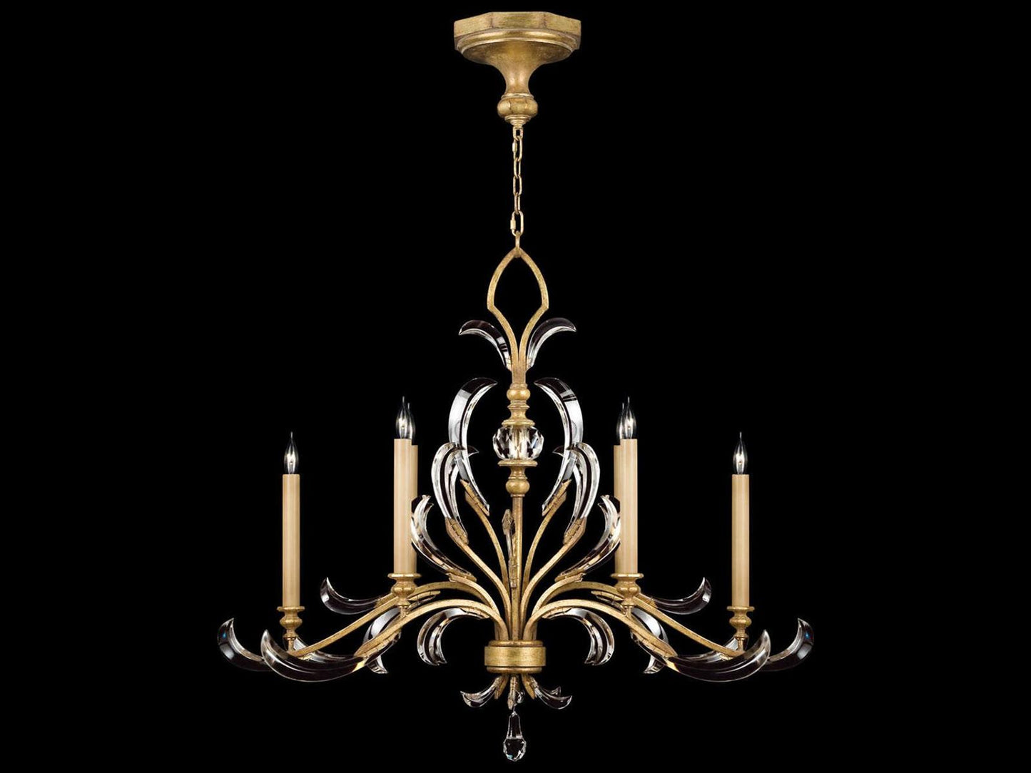 Fine Art Handcrafted Lighting 6-Light Beveled Arcs Chandelier in Gold with Crystal Accents