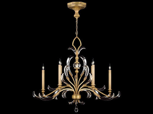 Fine Art Handcrafted Lighting 6-Light Beveled Arcs Chandelier in Gold with Crystal Accents