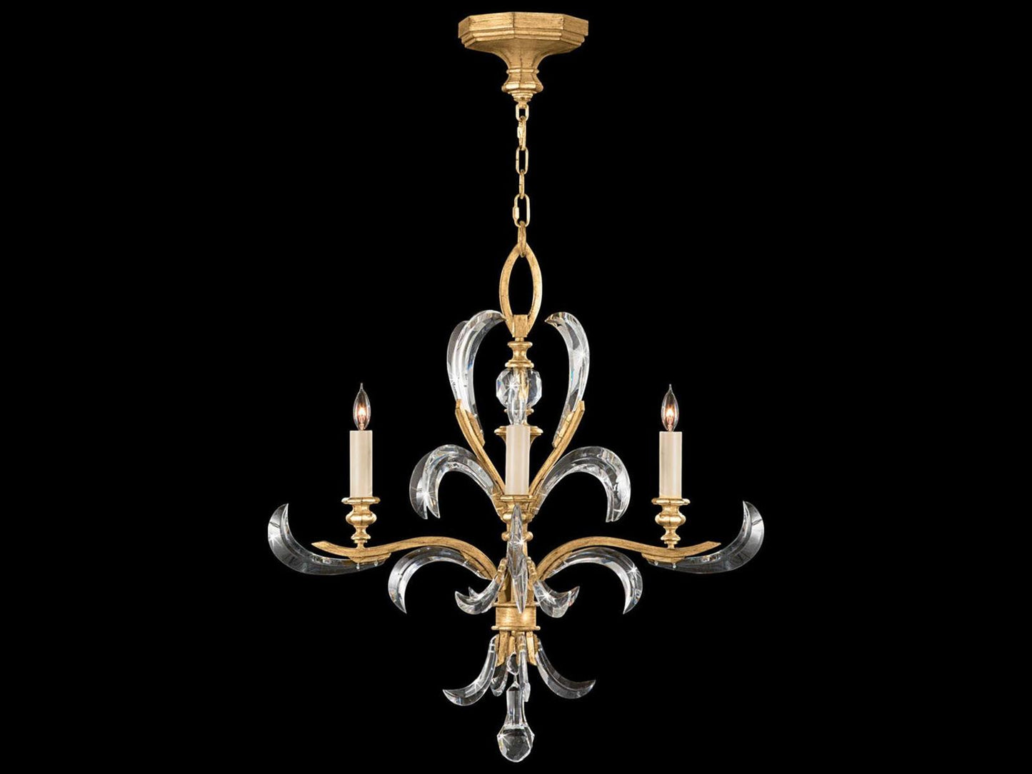 Fine Art Handcrafted Lighting 4-Light Beveled Arcs Chandelier in Gold Leaf