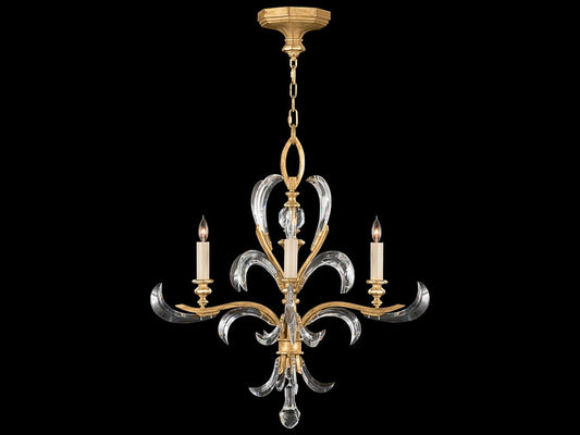 Fine Art Handcrafted Lighting 4-Light Beveled Arcs Chandelier in Gold Leaf