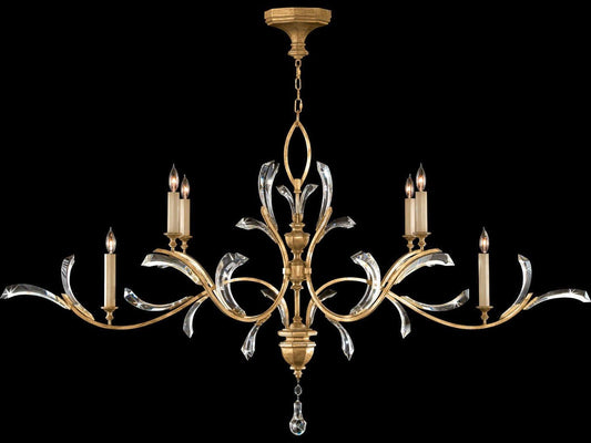 Fine Art Handcrafted Lighting Beveled Arcs 6-Light Oblong Chandelier in Gold