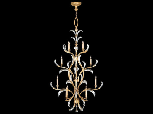 Fine Art Handcrafted Lighting 16-Light Beveled Arcs Chandelier in Gold with Crystal Accents