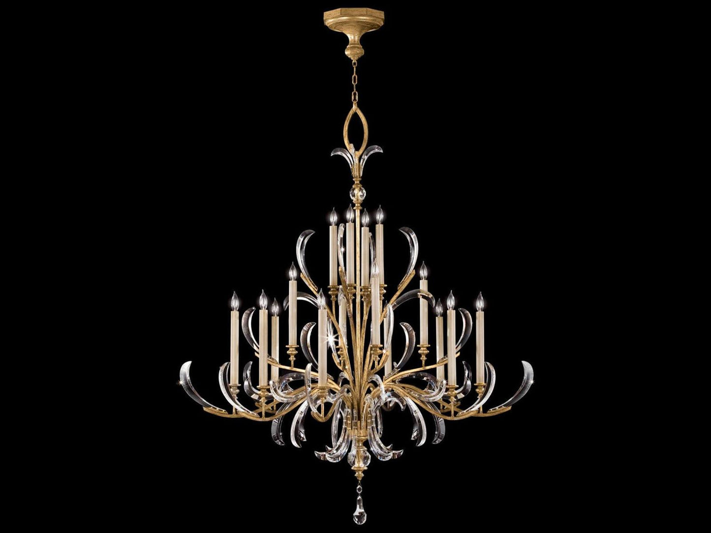 Fine Art Handcrafted Lighting 16-Light Beveled Arcs Chandelier in Gold Leaf