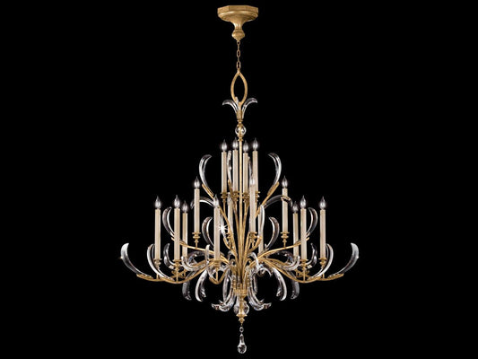 Fine Art Handcrafted Lighting 16-Light Beveled Arcs Chandelier in Gold Leaf