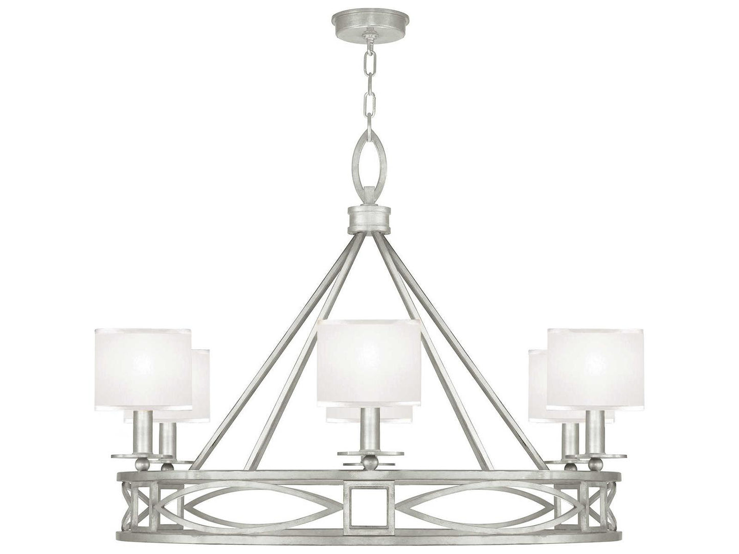 Fine Art Handcrafted Lighting Cienfuegos 6-Light Silver Leaf Candelabra Chandelier