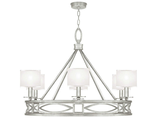 Fine Art Handcrafted Lighting Cienfuegos 6-Light Silver Leaf Candelabra Chandelier