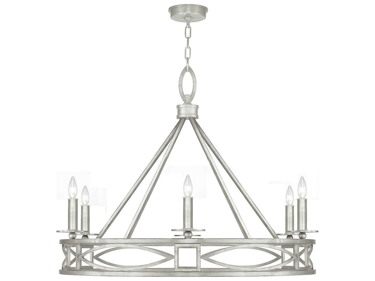 Fine Art Handcrafted Lighting Cienfuegos 6-Light Silver Leaf Candelabra Chandelier
