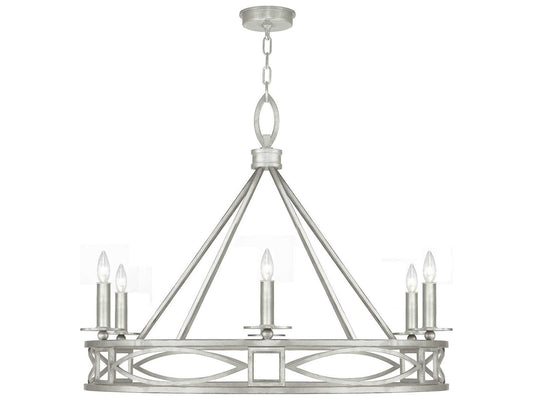 Fine Art Handcrafted Lighting Cienfuegos 6-Light Silver Leaf Candelabra Chandelier