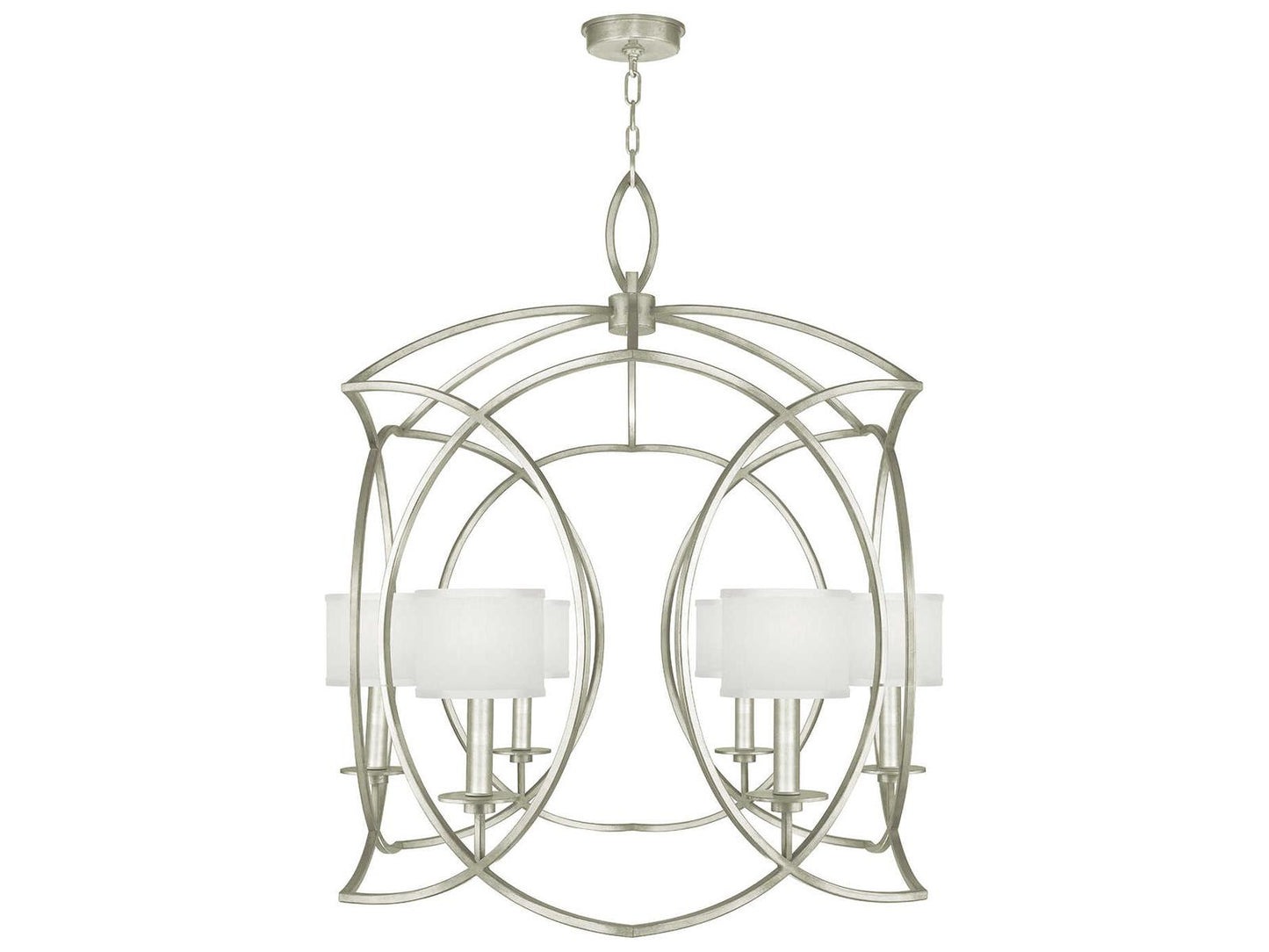Fine Art Handcrafted Lighting Cienfuegos 6-Light Chandelier in Silver Leaf with White Shades