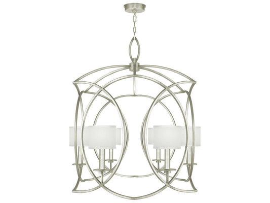 Fine Art Handcrafted Lighting Cienfuegos 6-Light Chandelier in Silver Leaf with White Shades