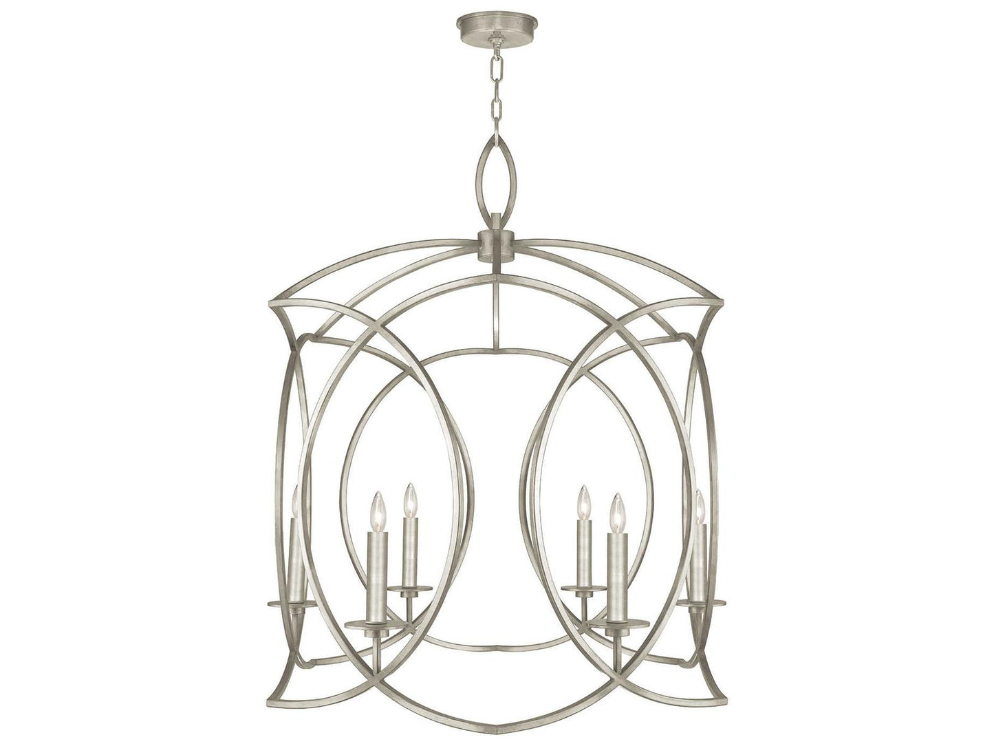 Fine Art Handcrafted Lighting Cienfuegos 6-Light Silver Leaf Candelabra Chandelier