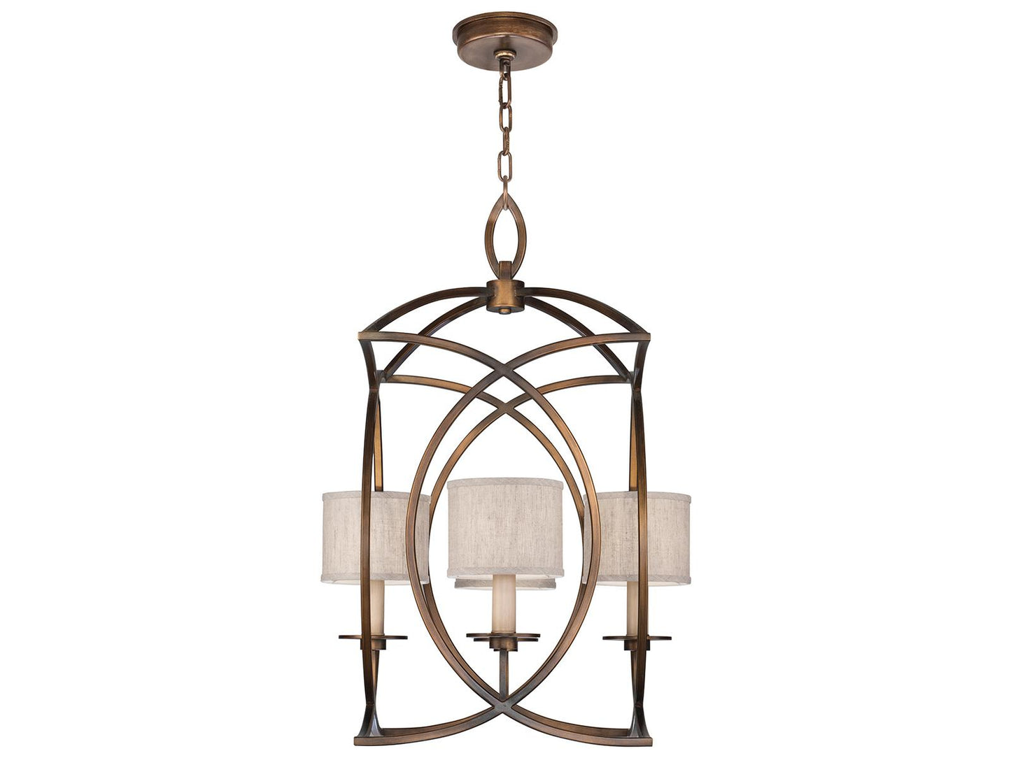 Fine Art Handcrafted Lighting Cienfuegos 4-Light Bronze Empire Chandelier with Greige Shades