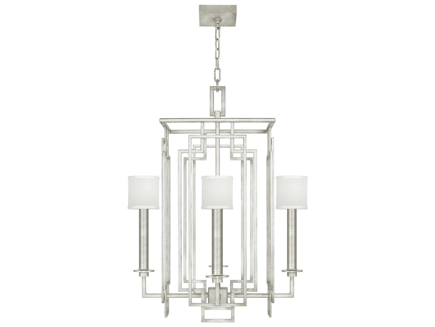 Fine Art Handcrafted Lighting 4-Light Cienfuegos Empire Chandelier in Silver Leaf