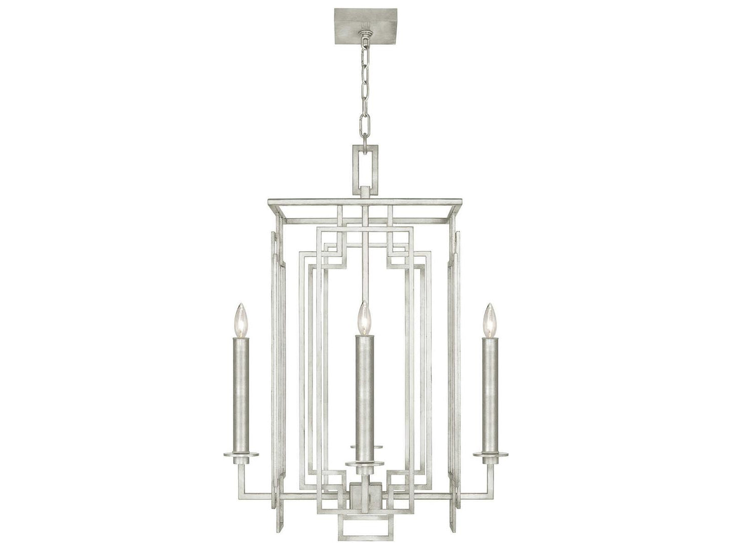 Fine Art Handcrafted Lighting Cienfuegos 4-Light Square Chandelier in Silver Leaf