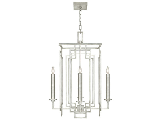 Fine Art Handcrafted Lighting Cienfuegos 4-Light Square Chandelier in Silver Leaf