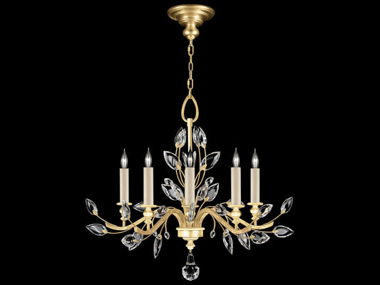 Fine Art Handcrafted Lighting 5-Light Crystal Laurel Chandelier in Gold Leaf