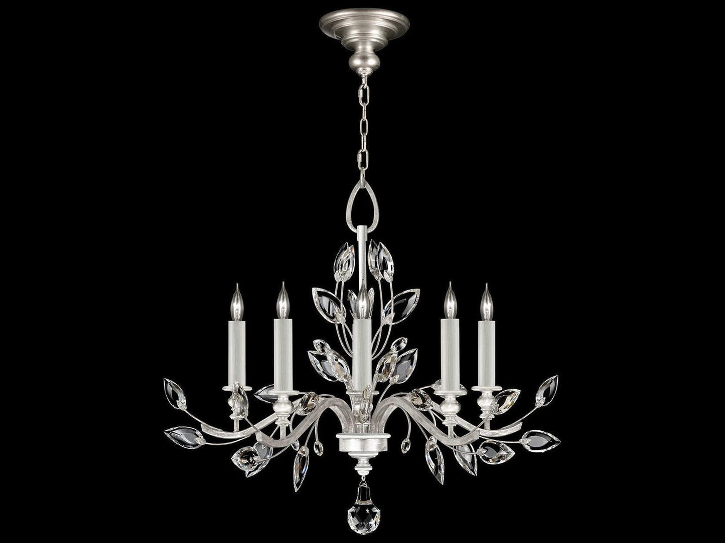 Fine Art Handcrafted Lighting Crystal Laurel 5-Light Chandelier in Silver Leaf