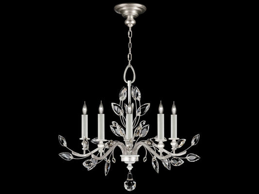 Fine Art Handcrafted Lighting Crystal Laurel 5-Light Chandelier in Silver Leaf