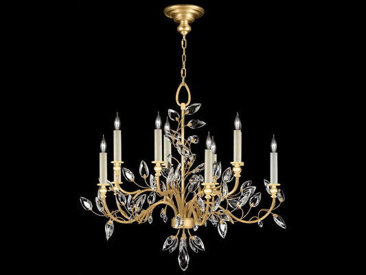 Fine Art Handcrafted Lighting 10-Light Crystal Laurel Chandelier in Gold Leaf