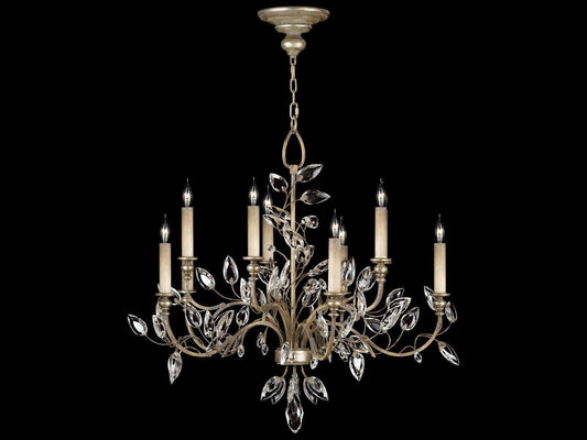 Fine Art Handcrafted Lighting 10-Light Crystal Laurel Chandelier in Silver Leaf