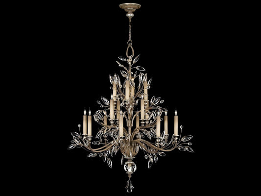 Fine Art Handcrafted Lighting 16-Light Crystal Laurel Chandelier in Silver Leaf