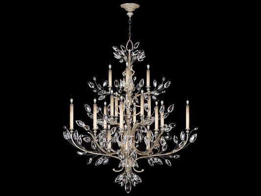Fine Art Handcrafted Lighting 20-Light Crystal Laurel Chandelier in Silver Leaf