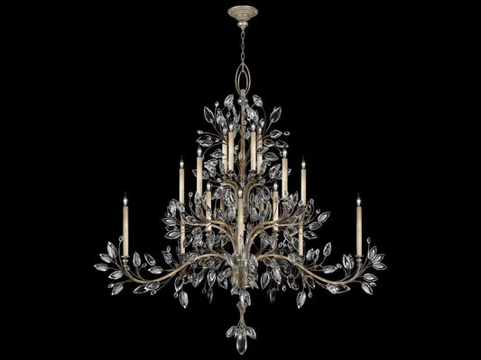 Fine Art Handcrafted Lighting Crystal Laurel 20-Light Chandelier in Silver