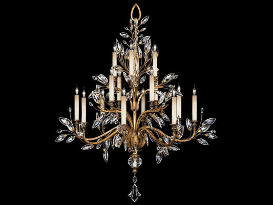 Fine Art Handcrafted Lighting 16-Light Crystal Laurel Candelabra Chandelier in Gold Leaf