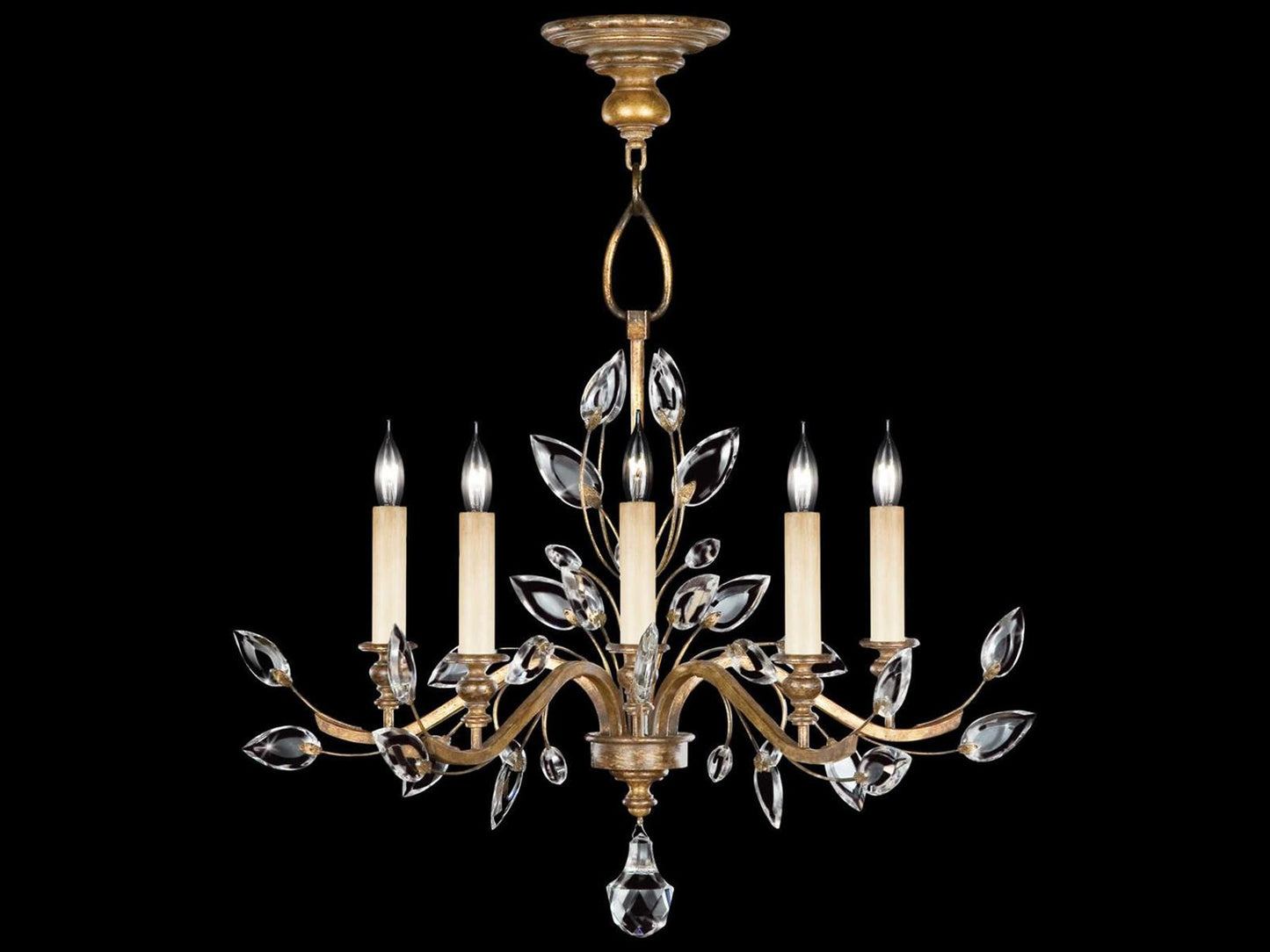 Fine Art Handcrafted Lighting 5-Light Crystal Laurel Chandelier in Gold Leaf