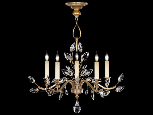 Fine Art Handcrafted Lighting 5-Light Crystal Laurel Chandelier in Gold Leaf