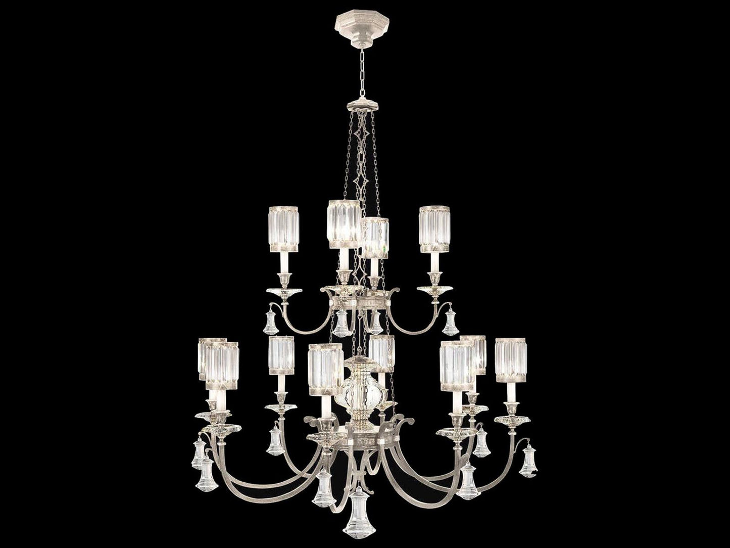 Fine Art Handcrafted Lighting 12-Light Eaton Place Silver Crystal Chandelier
