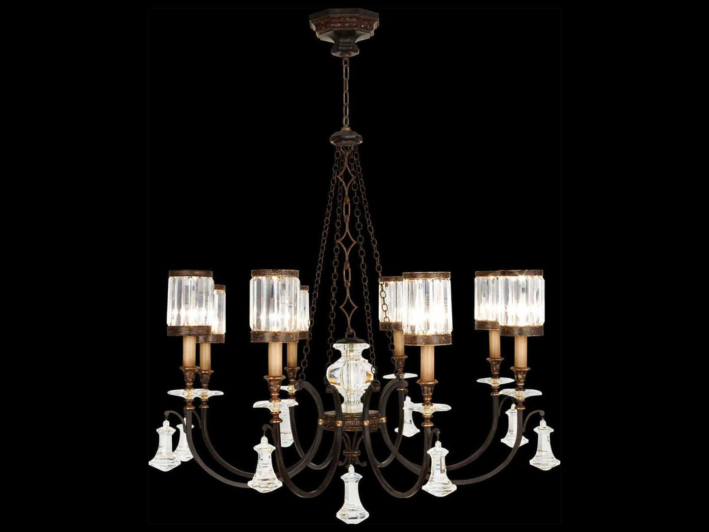Fine Art Handcrafted Lighting Eaton Place 8-Light Empire Chandelier in Bronze with Clear Crystal