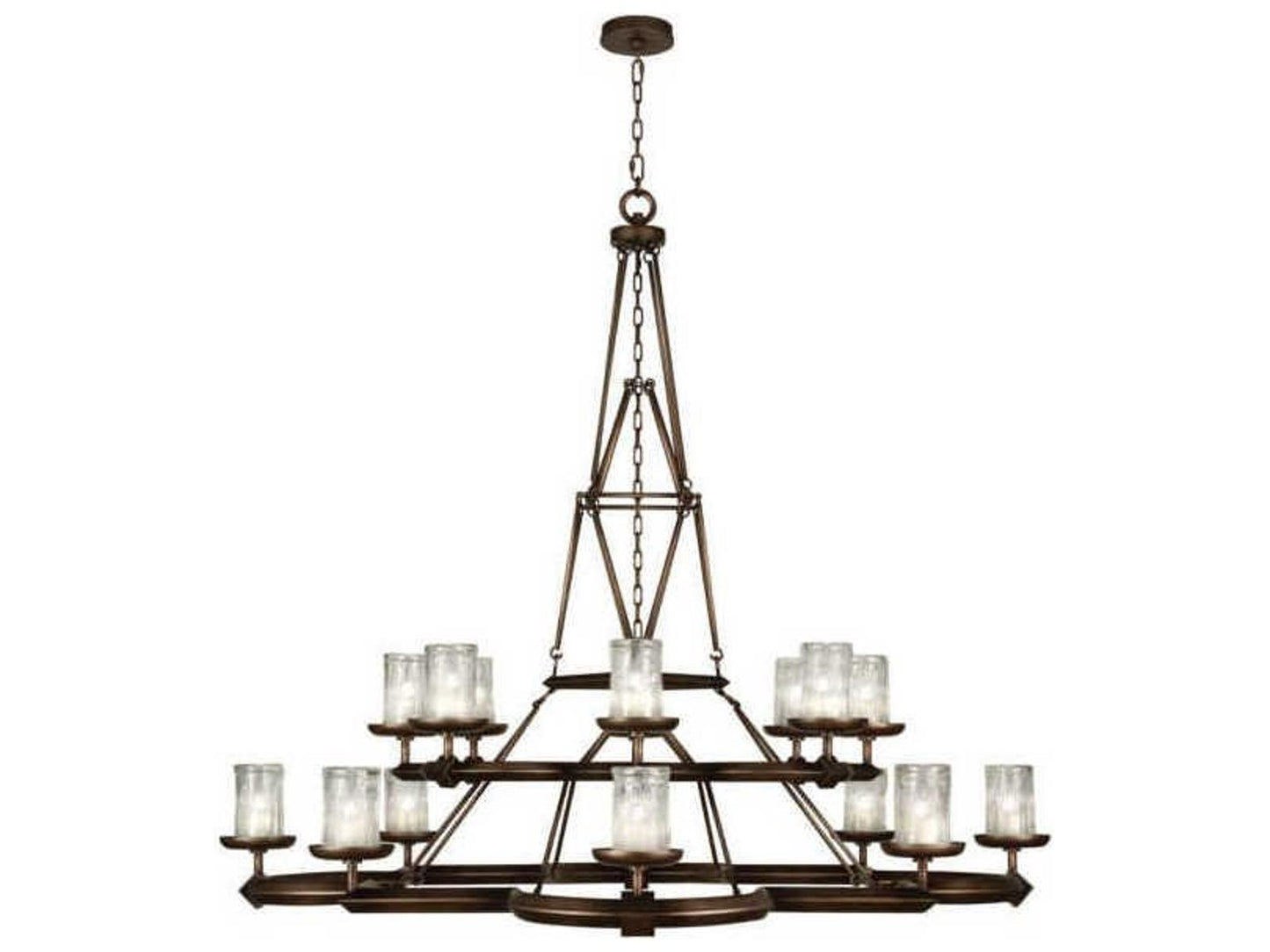 Fine Art Handcrafted Lighting Liaison 16-Light Bronze Candelabra Tiered Chandelier